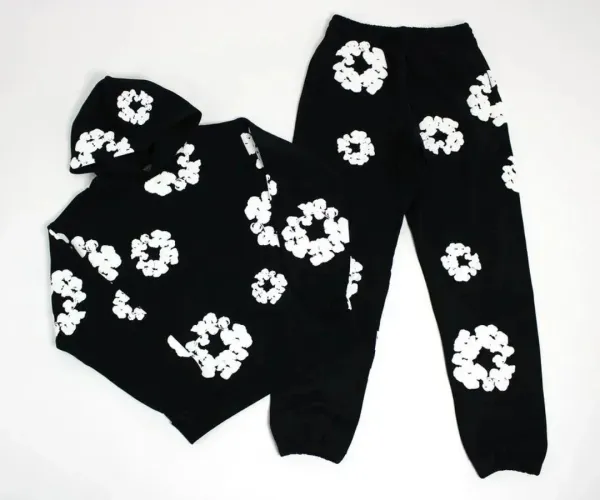 Off-White Floral Print Hoodie and Sweatpants Set Army Green - 11