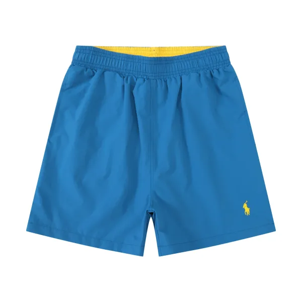 Polo Ralph Lauren Classic Swim Trunks Blue with Yellow Waistband - 1