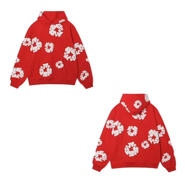 Off-White x Unknown Collaboration Floral Print Red Hoodie - 1
