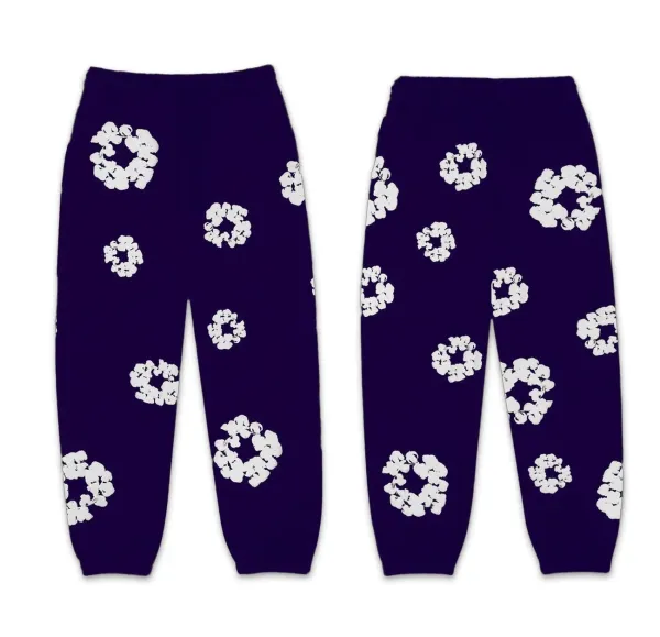 Design Floral Print Purple Sweatpants - 1