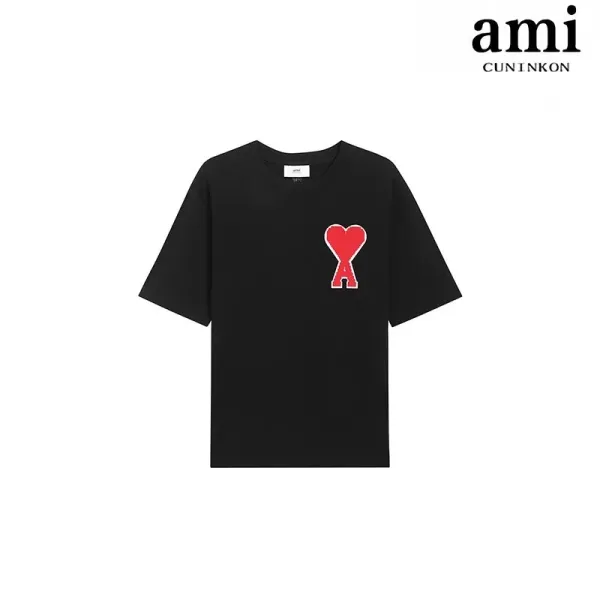 Ami Paris Heart Logo Black T-Shirt - 1