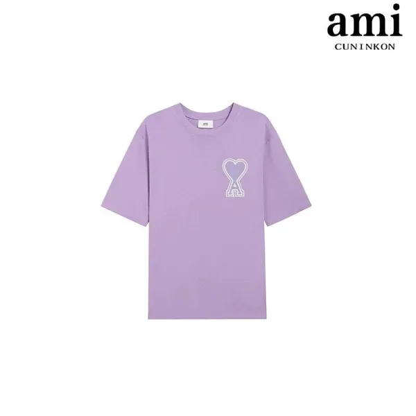 Ami Paris Heart Logo T-Shirt Lavender T-Shirt - 1