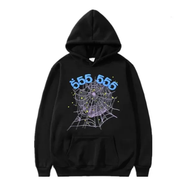 Design Spiderweb '555' Graphic Hoodie Black - 1