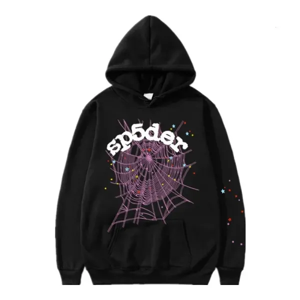 Spider Web Graphic Hoodie Black - 1