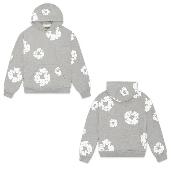 Off-White Floral Print Hoodie Gray - 1