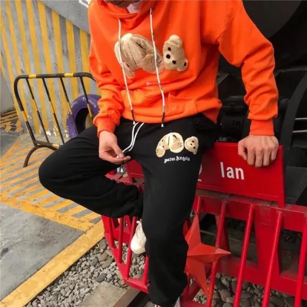 Angels Bear Embroidered Orange Hoodie - 12