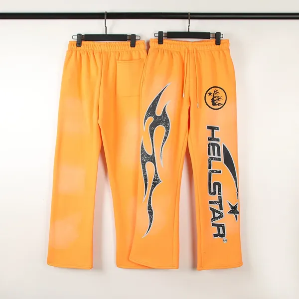 Hellstar Tribal Flame Orange Sweatpants - 1