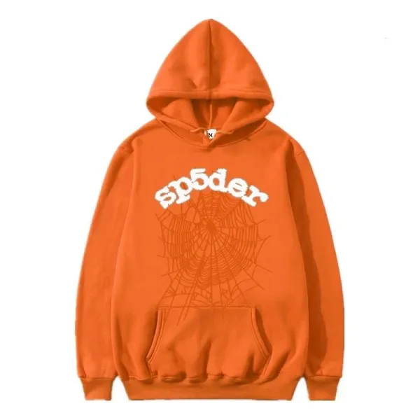 Spider Web Graphic Orange Hoodie - 1