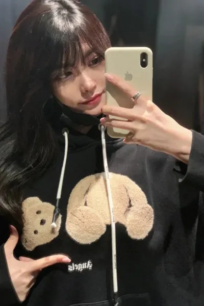Angels Bear Embroidered Orange Hoodie - 8