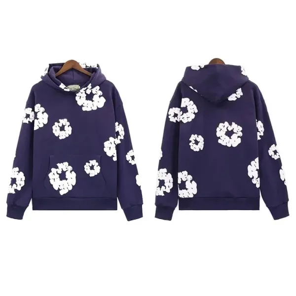Design Floral Print Navy Hoodie - 1