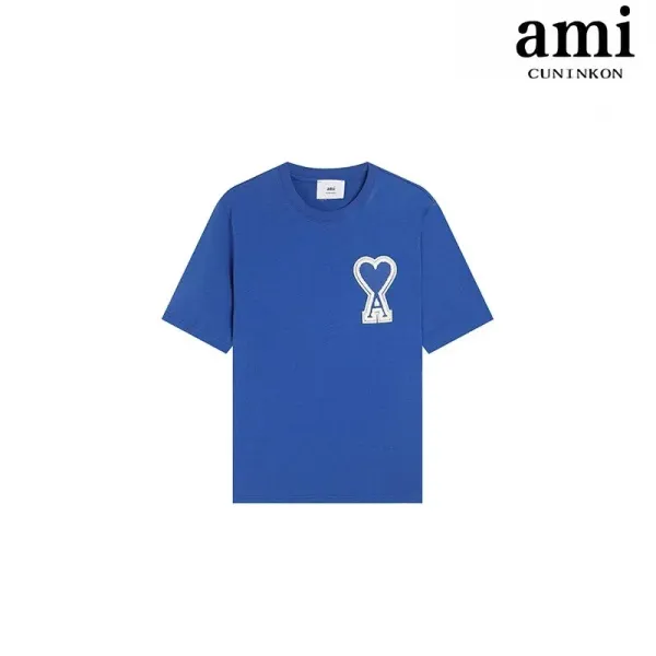 Ami Paris Heart Logo T-Shirt Blue - 1