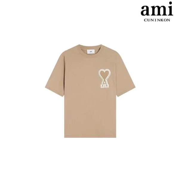 Ami Paris Heart Logo Beige T-Shirt - 1