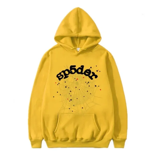 Spider Web Graphic Hoodie Yellow - 1