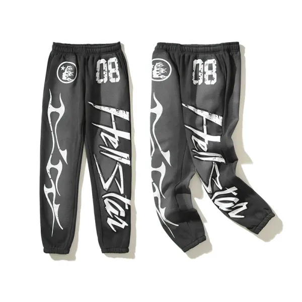 Hellstar 08 Flame Print Sweatpants Black - 1