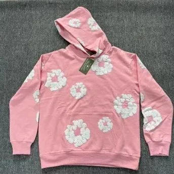 Design Floral Embroidered Pink Hoodie - 1