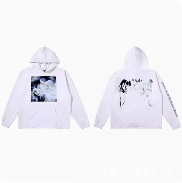 Design Graphic Print Hoodie White - 1
