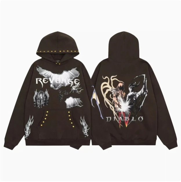 Design Red Skull Hoodie Black - 9