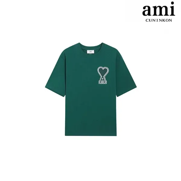Ami Paris Heart Logo T-Shirt Forest Green T-Shirt - 1
