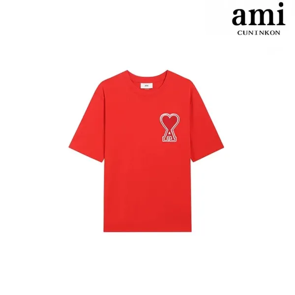 Ami Paris Heart Logo Red T-Shirt - 1