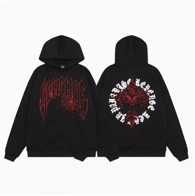 Design Red Skull Hoodie Black - 14