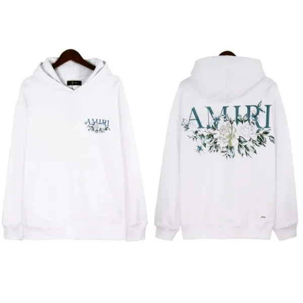 Amiri Floral Embroidered Hoodie White - 1