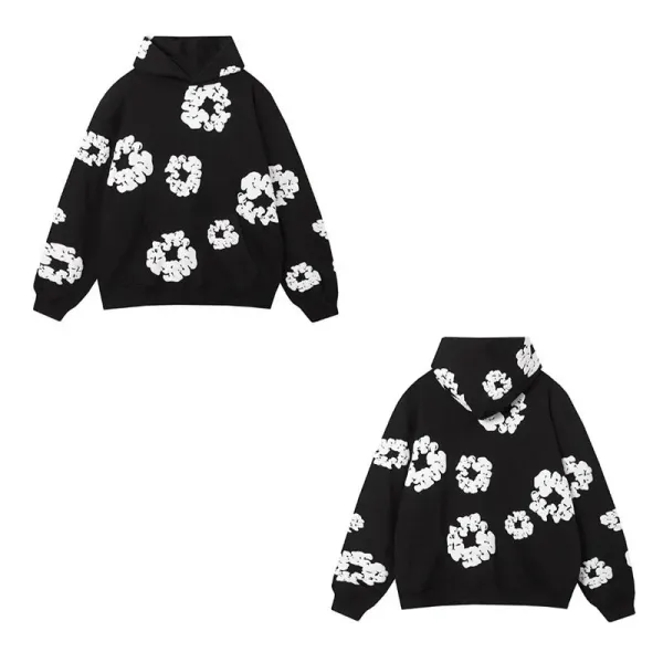 Off-White x Unknown Collaboration Floral Print Black Hoodie - 1