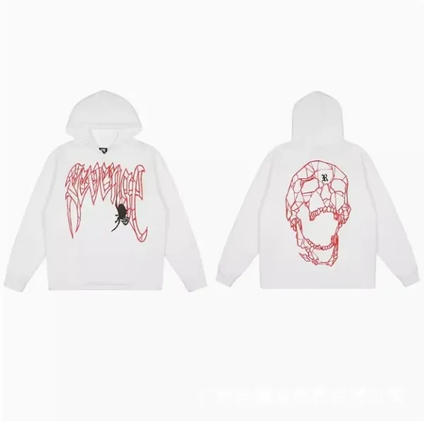 Design Skull Graphic Hoodie White - 1