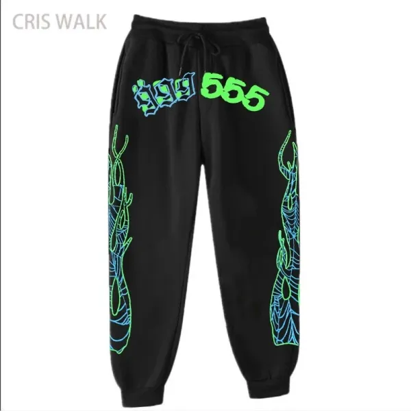 CRIS WALK Graphic Print Sweatpants Black - 1