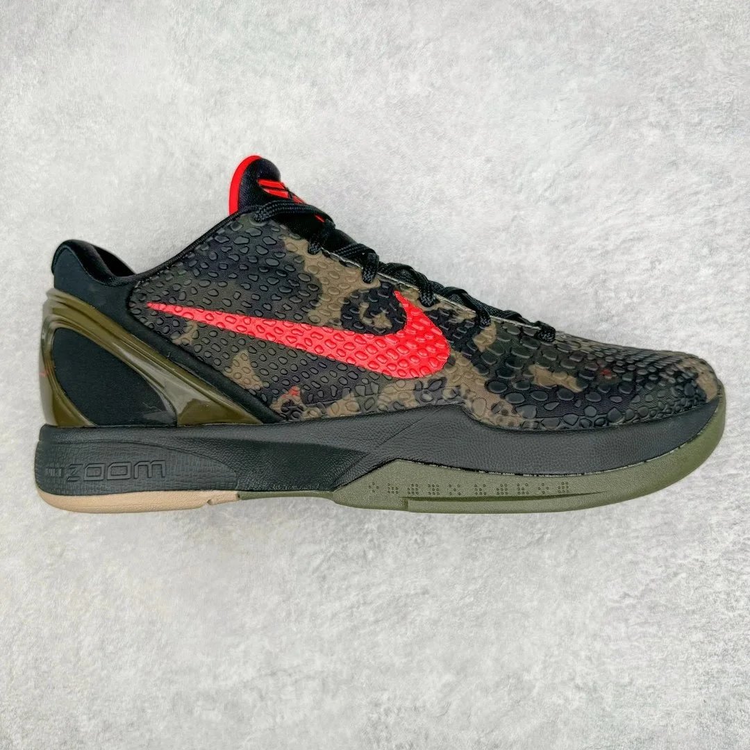 Nike Sneakers Kobe 6 low-top basketball — ZK6 Black and Red Camouflage