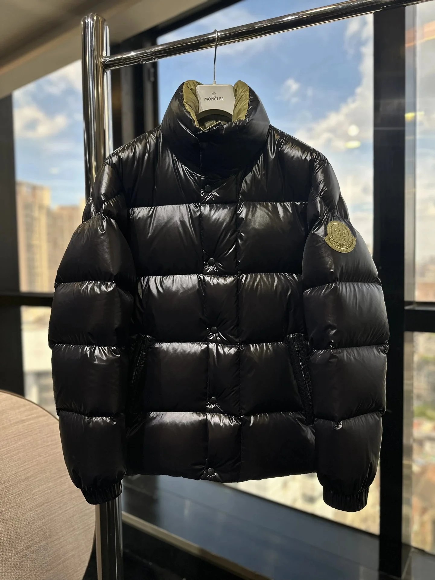 Moncler Down Jackets quilted puffer jacket with stand collar — Gold Standard Dervo 2-6