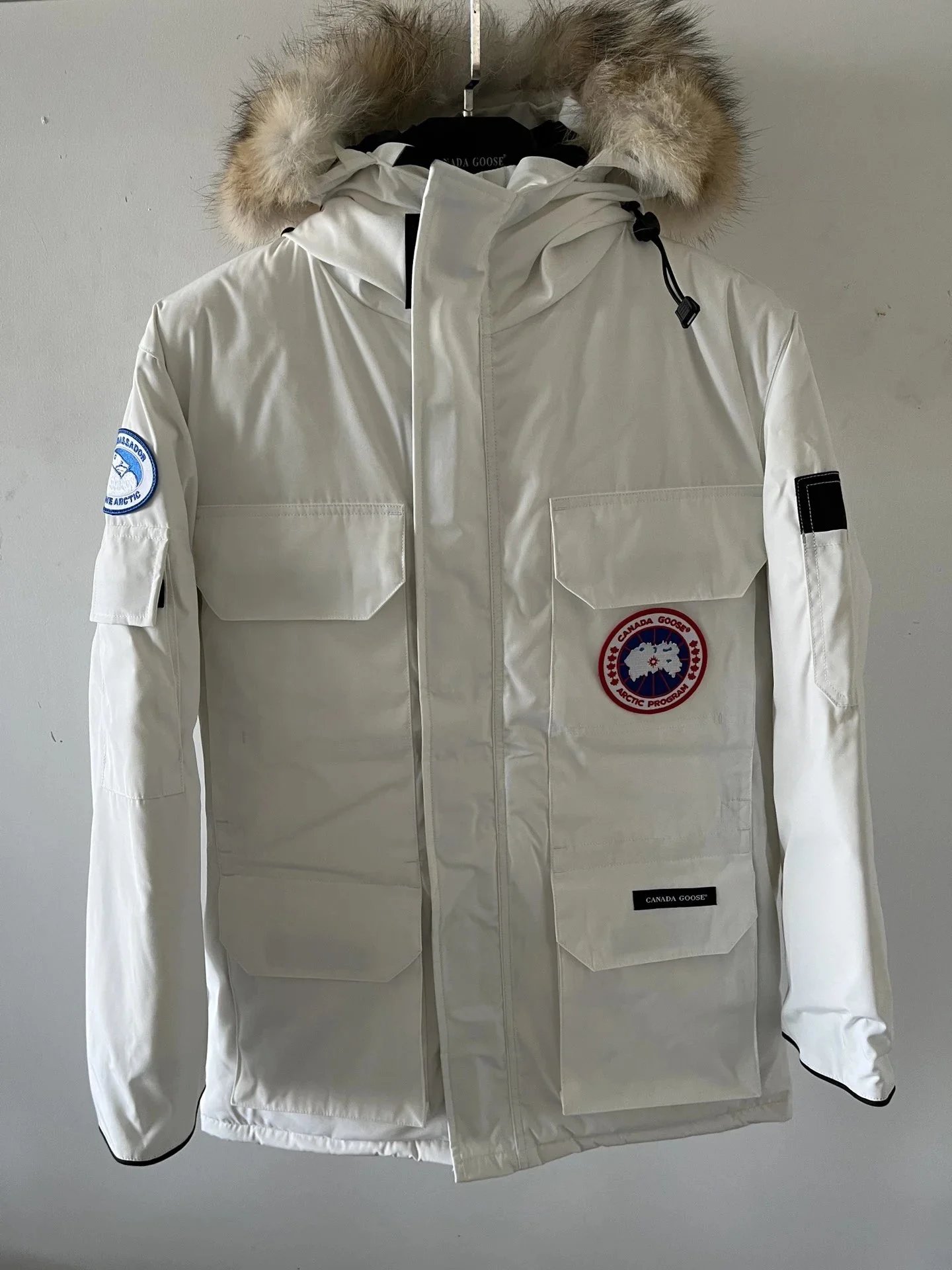 Canada Goose Down Jackets Expedition Parka with Fur-Trim Hood — Pure white