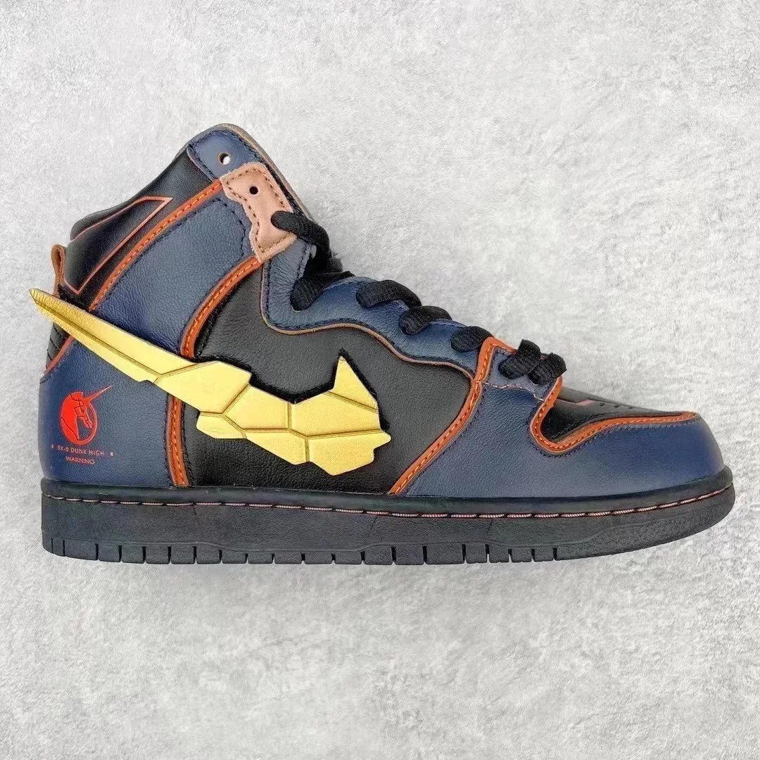 Unbranded Sneakers High-top lace-up with oversized side logo detail — YH Gao Gang Gundam Joint Black Blue Gold