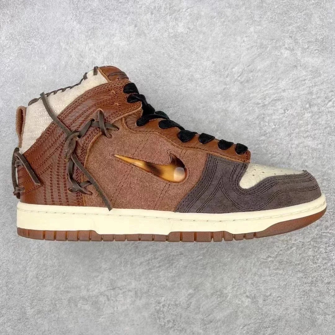 Unbranded Sneakers High-top lace-up with oversized side logo detail — YH high-top black brown deconstruction