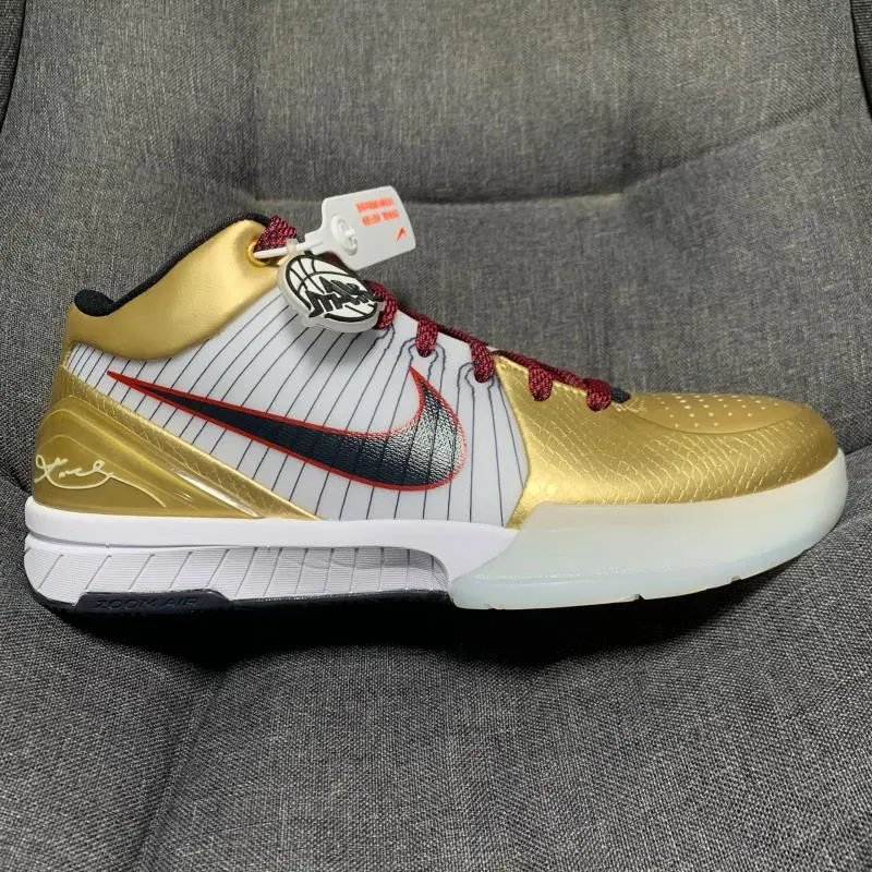 Nike Sneakers Kobe 4 Basketball Shoes — science 4 White, black, and gold