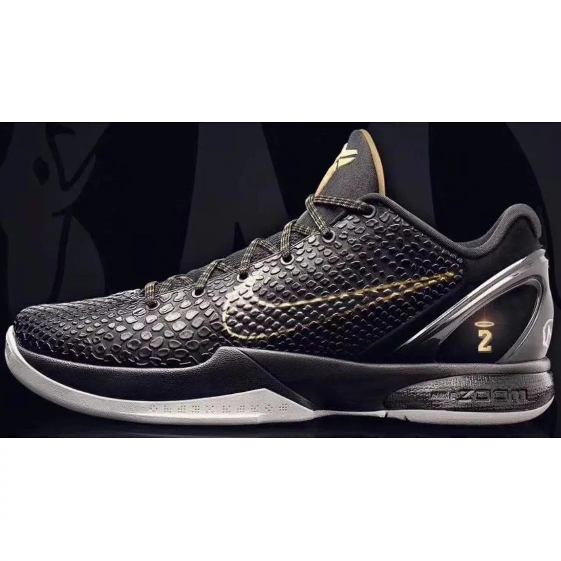 Nike Sneakers Kobe 4 Basketball Shoes — science 6 Black Gold Angel