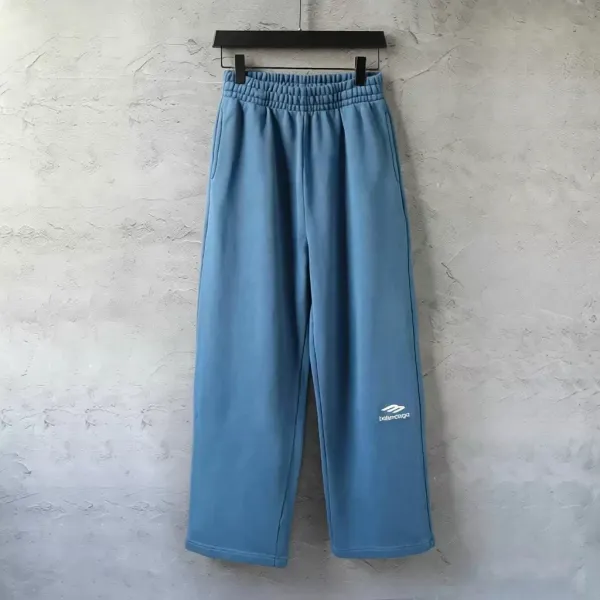 Balenciaga Logo-Embroidered Wide-Leg Sweatpants Blue - 1