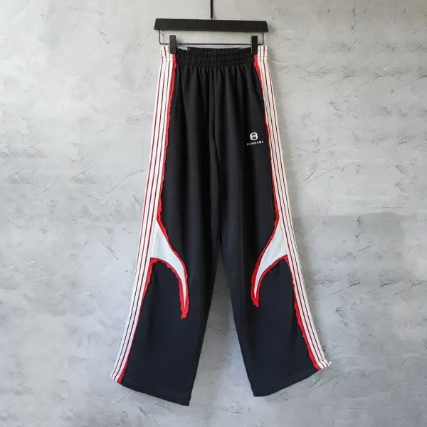 Balenciaga Track Pants Black with Red and White Stripes Pants - 1