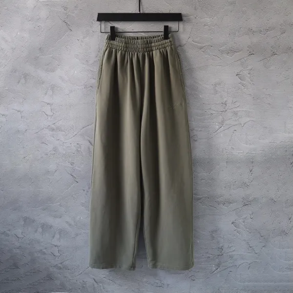 Balenciaga Logo-Embroidered Wide-Leg Sweatpants Army Green - 1