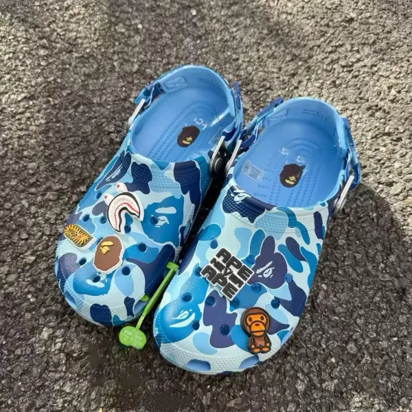 Crocs x A Bathing Ape Classic Clog Blue Camo Collaboration Sandals - 1