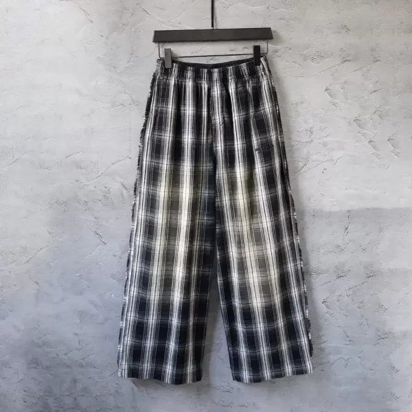 Burberry Check Print Wide-Leg Pants Black White Gray - 1