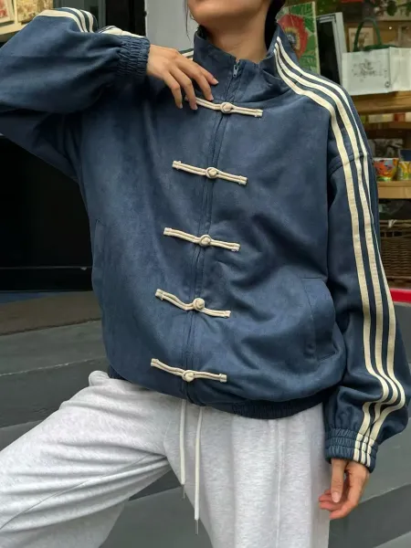 Custom中式盘扣运动风外套 Light Blue Track Jacket - 20
