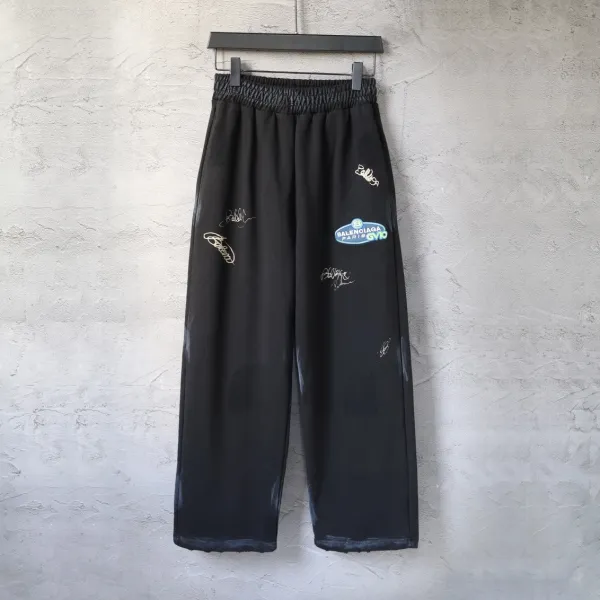 Balenciaga x GYD Signature Patchwork Wide-Leg Pants Black - 1