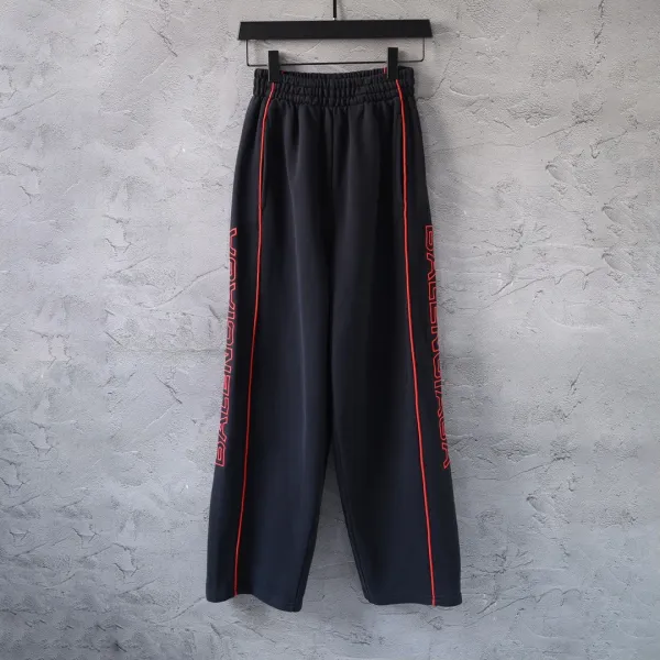Balenciaga Logo Stripe Track Pants Black - 1