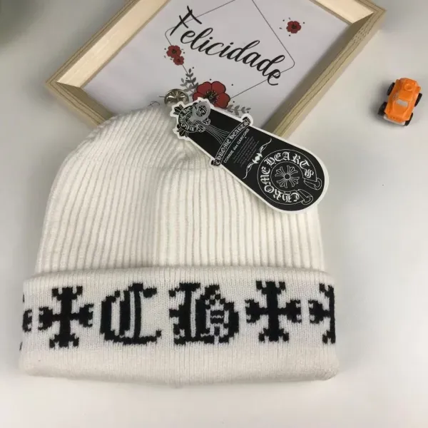 Chrome Hearts x Comme des Garçons Cross Motif Beanie White - 1