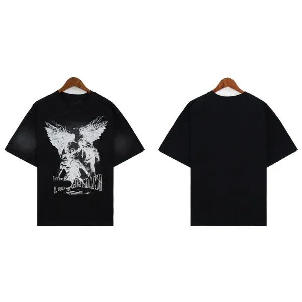 Design Angel Graphic Print Black Oversized T-Shirt - 1