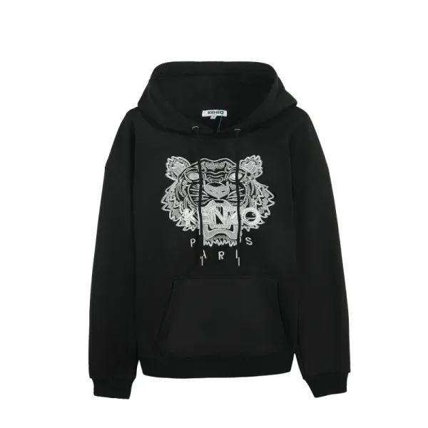 Kenzo Tiger Embroidered Black Hoodie - 1
