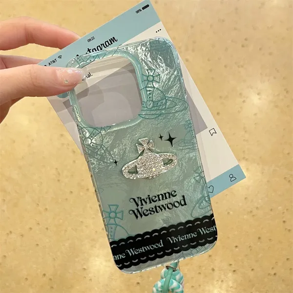 Vivienne Westwood Orb Phone Case with Lanyard in Pink, Mint, and Silver - 7