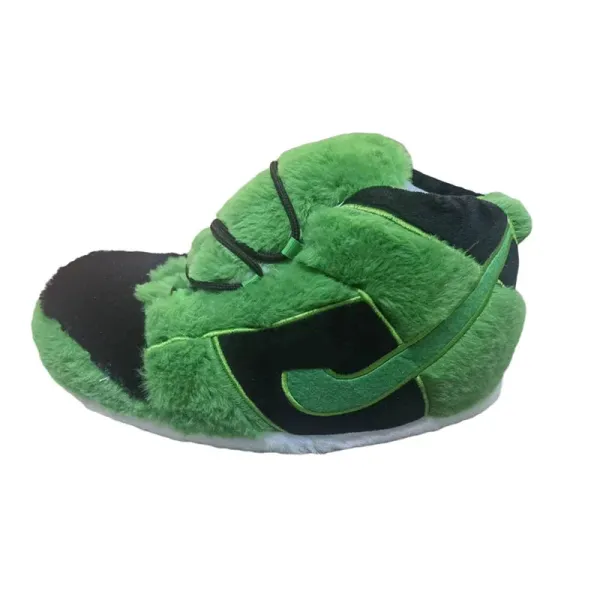 Design Furry Green and Black Slipper Sneaker - 1