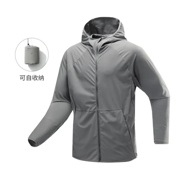 Design Ultralight Packable Hooded Windbreaker Gray Outerwear - 1