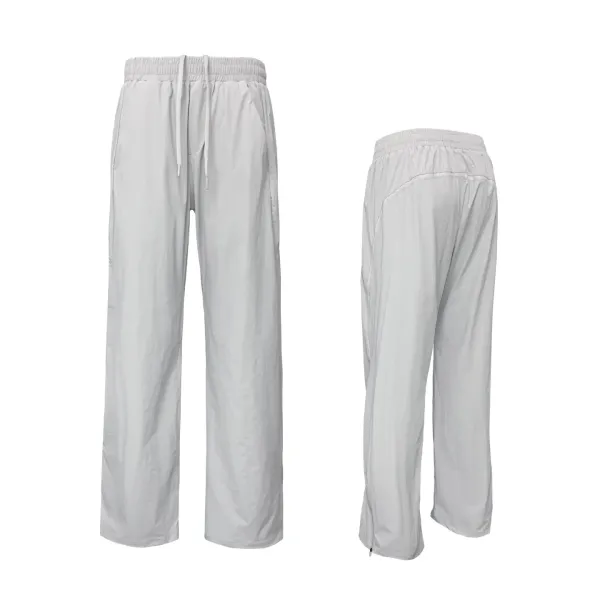 Design Drawstring Waist Pants Light Gray Pants - 2